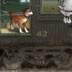 Owney hangs out mail car door